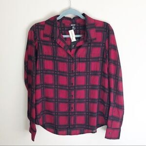 Buffalo David Bitton Plaid Blouse Magenta Eggplant Size Medium